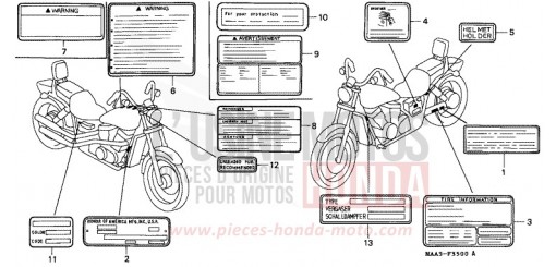 ETICHETTA DI AVVERTIMENTO (VT1100C) VT1100CS di 1995